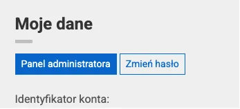 Widok z przyciskiem Panel administratora